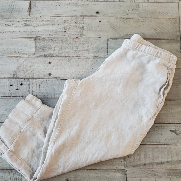 J. Jill Pants - J. JILL LOVE LINEN Cream Linen Capri Pants Small Petite